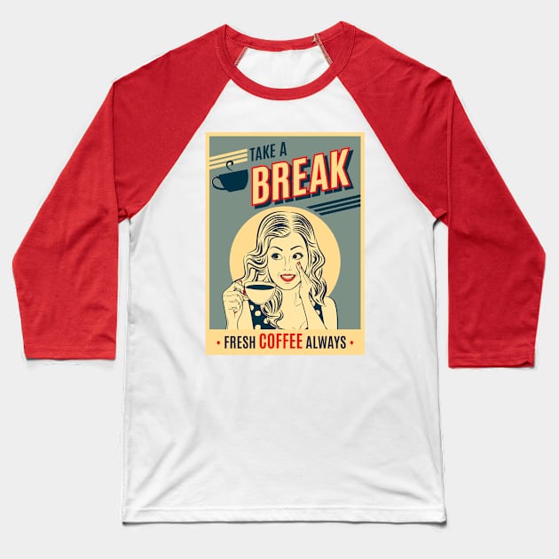 Vintage Happy Housewife Coffee Baseball T-Shirt by AlondraHanley